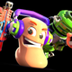Some art work from Worms Rumble, in which a well-armed worm wears headphones.